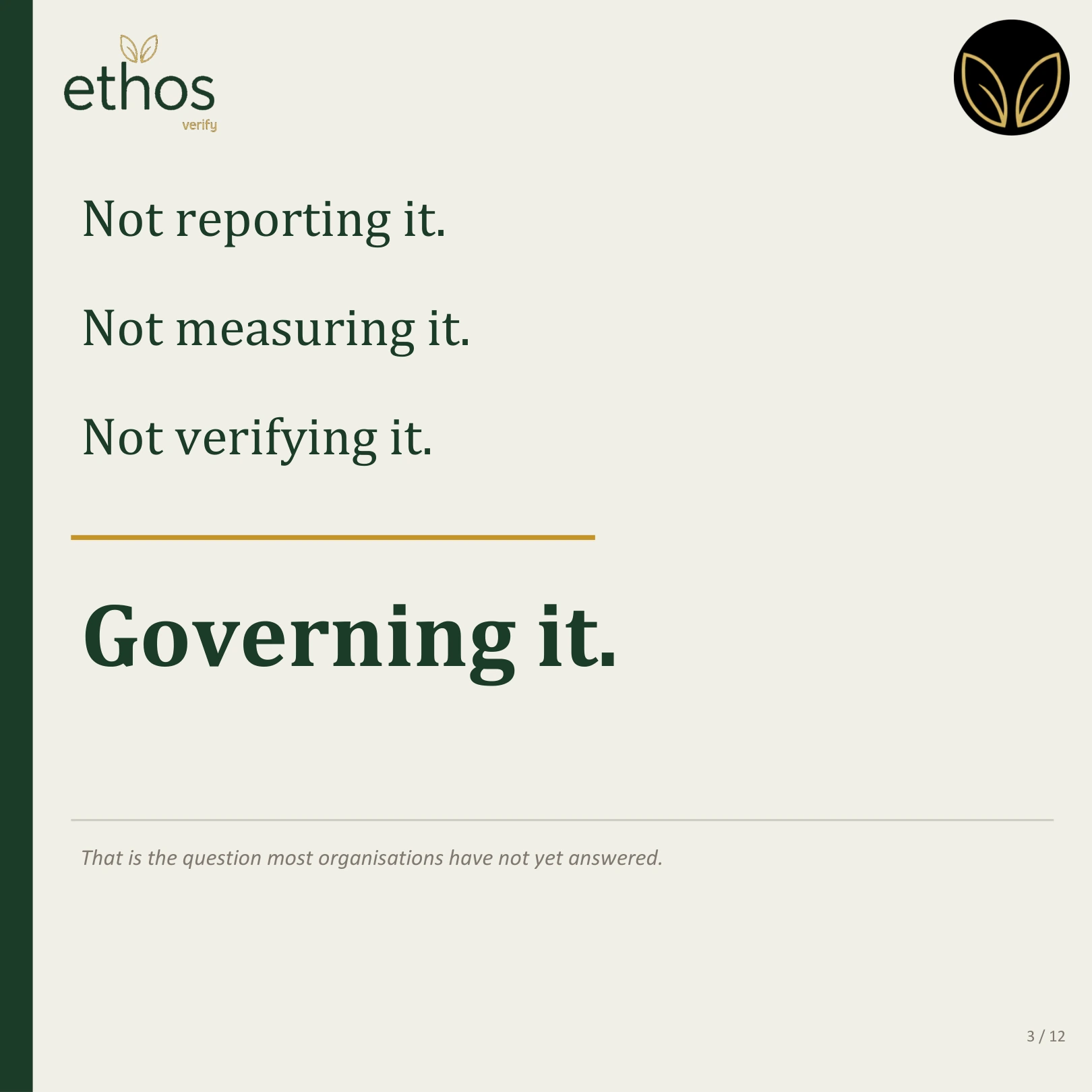 Not reporting it. Not measuring it. Not verifying it. Governing it.